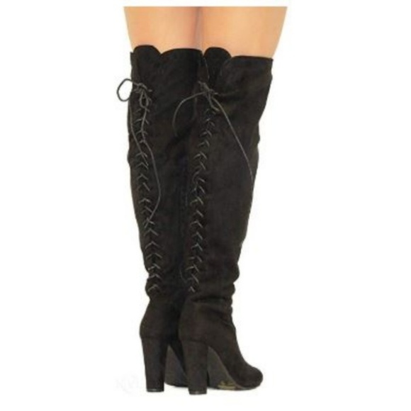 ⬇ $55 Lace Up Over The Knee Thigh High Suede Boots - Picture 7 of 8